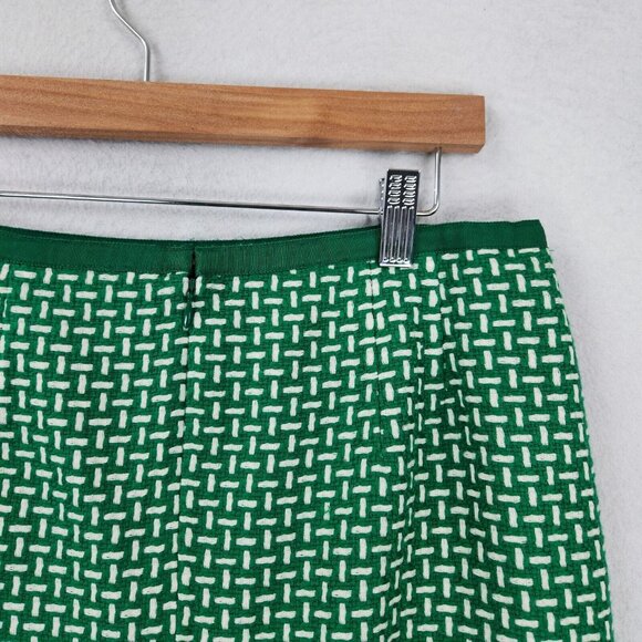 Talbots Skirt Womens 12 Petites Green White Basket Weave Pattern Pencil Career - Picture 7 of 10